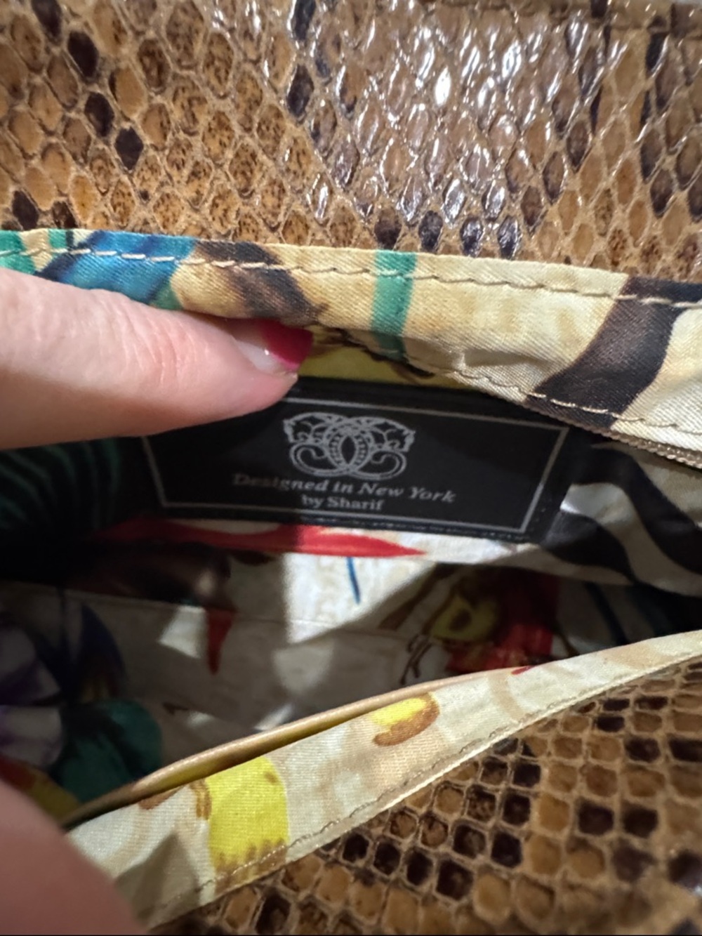 Sharif Brown Snake-Print Crossbody with Tassel Accent - Picture 5 of 7